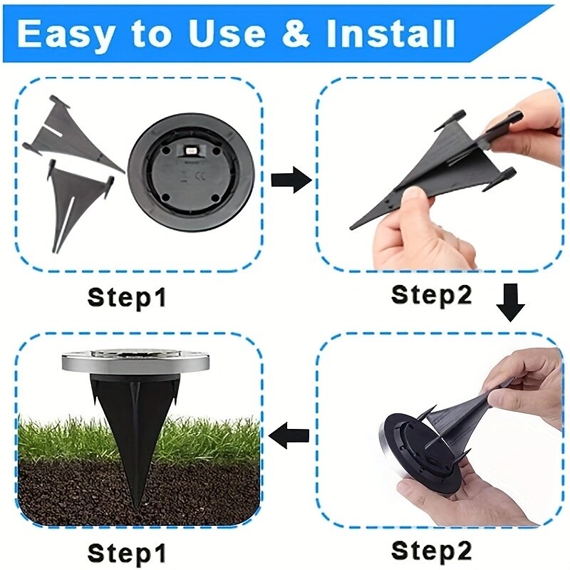 4PCS Outdoor Solar Buried Lamp 8LED Stainless Steel Lawn Road Lamp Courtyard Floor Insertion Lamp Garden Lamp2