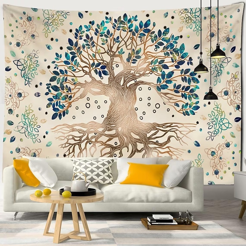 Tree of Life Mandala Hanging Tapestry Wall Art Bohemian Large Tapestry Mural Decor Photograph Backdrop Blanket Curtain Home Bedroom Living Room Decoration