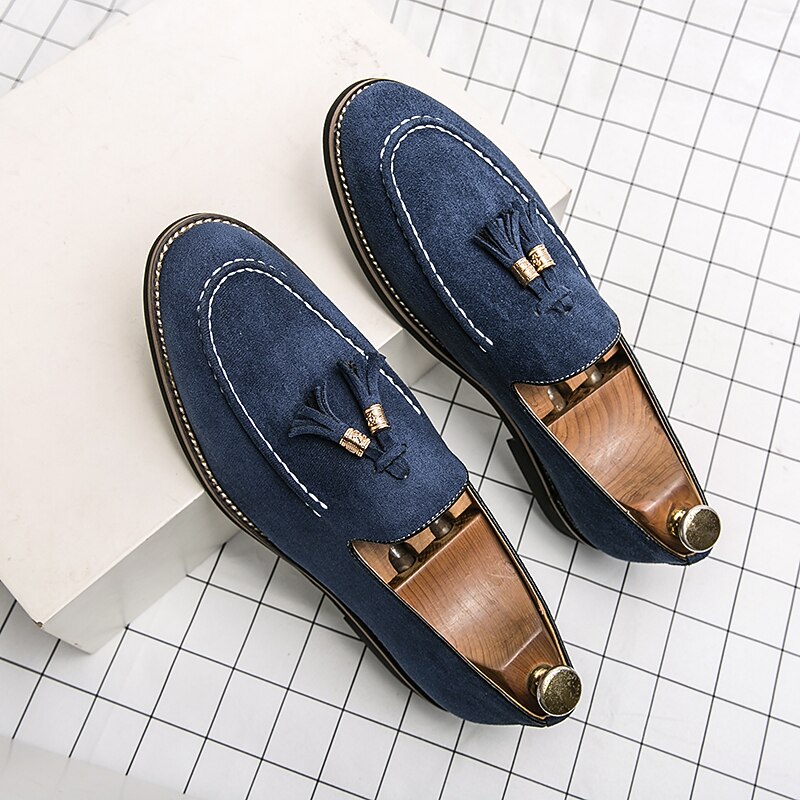 Men's Loafers & Slip-Ons Suede Shoes Tassel Loafers Business Casual Daily Party & Evening St. Patrick's Day Synthetics Comfortable Slip Resistant Loafer Black Blue Green Spring Fall2