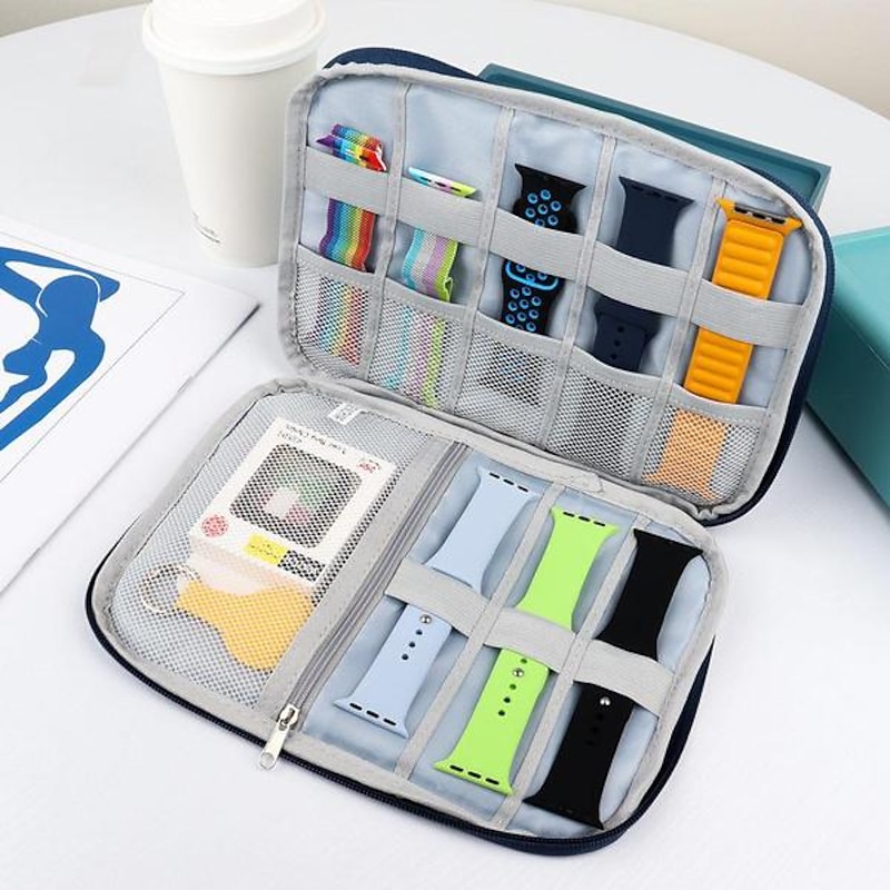 Smart Watch Band Storage Organizer Multifunction Portable Watch Strap Box for Apple Watch Travel Pouch Bag Holds 10-15 Bands3
