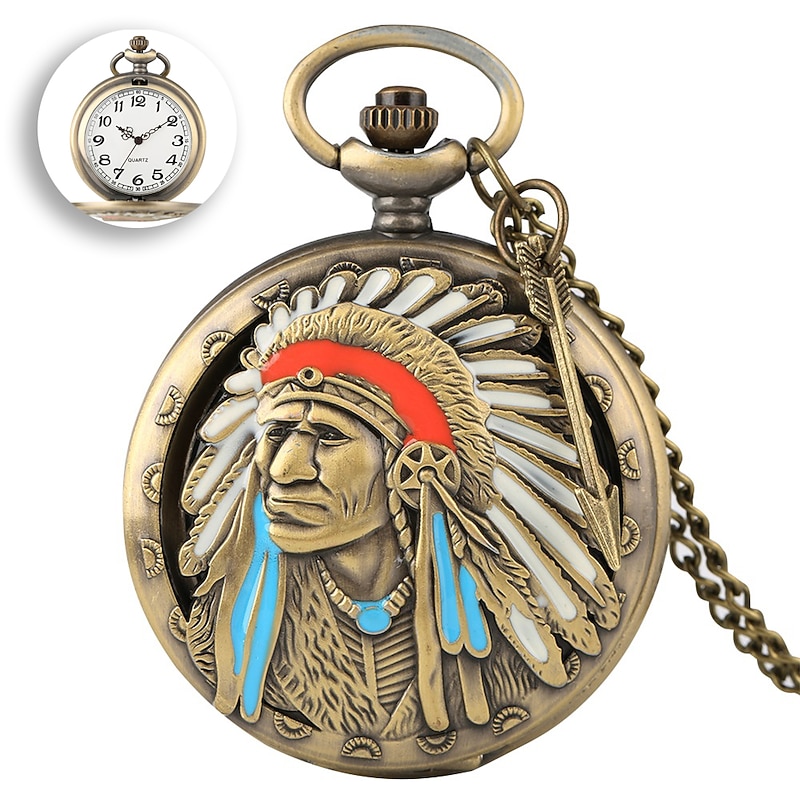 Retro Pocket Watches For Men Chief Series Steampunk Vintage Quartz Pocket FOB Watch Exquisite Necklace Unisex Gifts Half Hunter - Main Image
