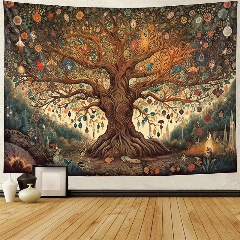 Tree of Life Hanging Tapestry Sun Moon Wall Art Large Tapestry Mural Decor Photograph Backdrop Blanket Curtain Home Bedroom Living Room Decoration2