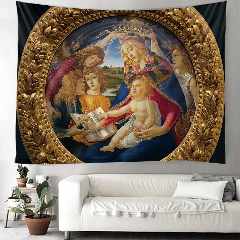 Sandro Botticelli Hanging Tapestry Wall Art Large Tapestry Mural Decor Photograph Backdrop Blanket Curtain Home Bedroom Living Room Decoration2