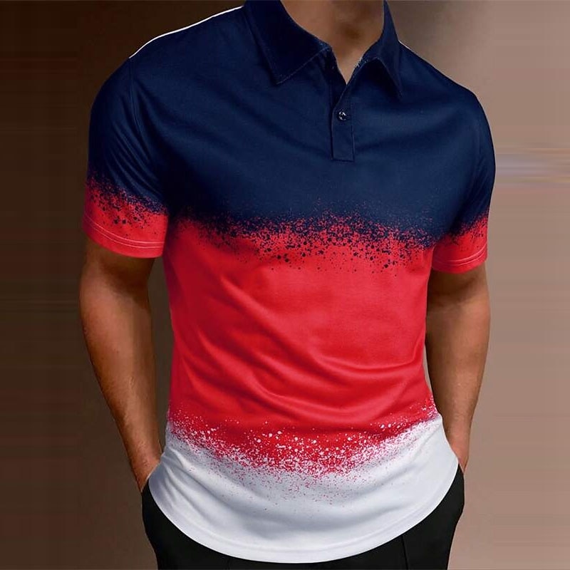 Men's Graphic Hawaiian Polo Shirts Golf Shirt Short Sleeve Polo Shirts Collared Shirts Casual Beach Wear Vacation Wear Tropical Wear Party Outfits Buttons 3D Print Yellow Pink Red4