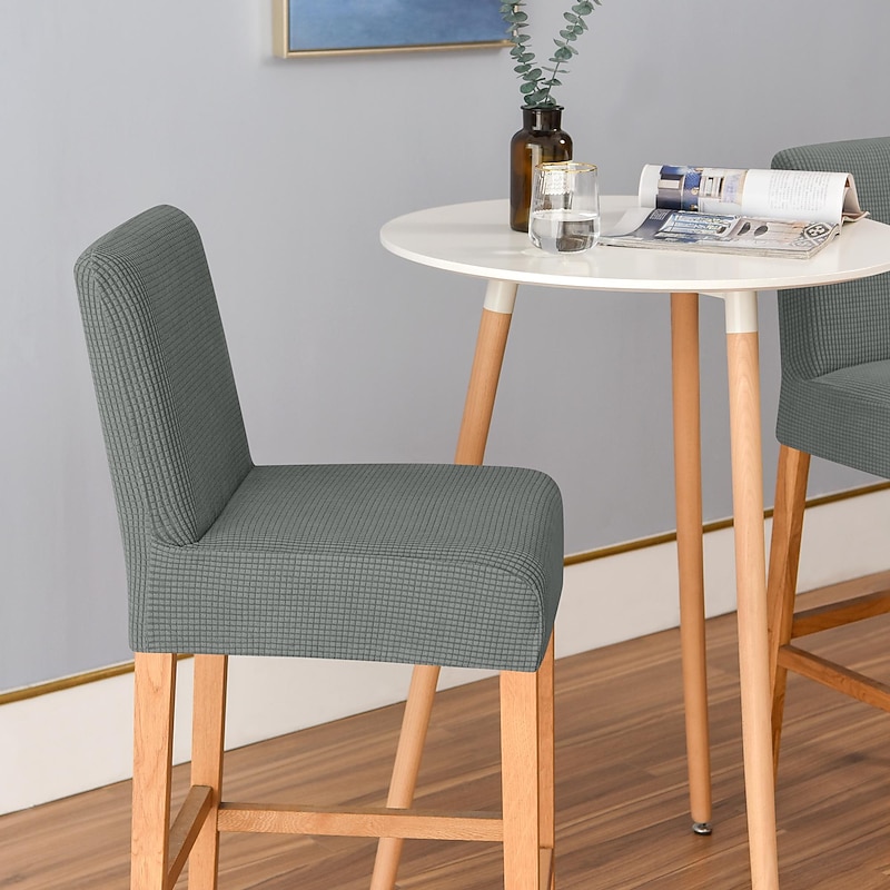 2 Pcs Stretch Bar Stool Cover Pub Counter Stool Chair Slipcover for Dining Room Cafe Furniture Burgundy Red Seat Cover Stretch Protectors Non Slip with Elastic Bottom4