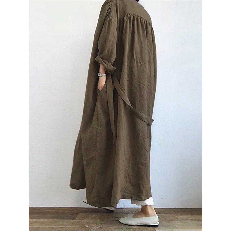 Women's Trench Coat Long Coat Fall Open Front Jacket with Belt Winter Windproof Outerwear with Pocket Comfortable Fashion Outerwear Long Sleeve Spring Black S