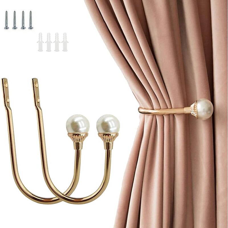 2 Pcs Metal Curtain Holdback Curtain Tie Backs Drapery Tiebacks Accessories Window Treatments Buckles Wall Hooks for Home Hotel Window Decor3