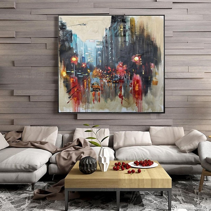 Handmade Hand Painted Oil Painting Wall Rainy Days Painting Original Rain Urban Art Umbrella Art Oil Paintings Abstract Artwork Decor Rolled Canvas No Frame Unstretched3