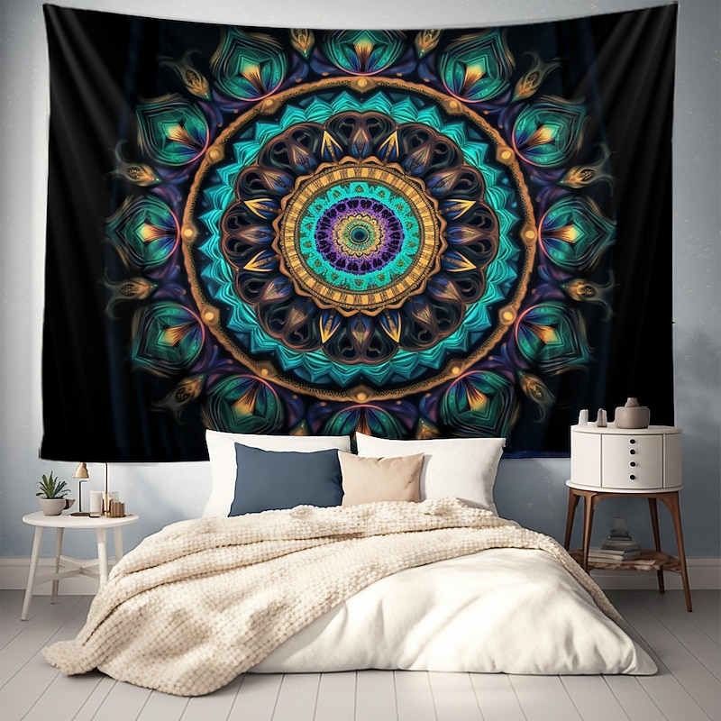 3D Mandala Bohemian Hanging Tapestry Wall Art Large Tapestry Mural Decor Photograph Backdrop Blanket Curtain Home Bedroom Living Room Decoration 11