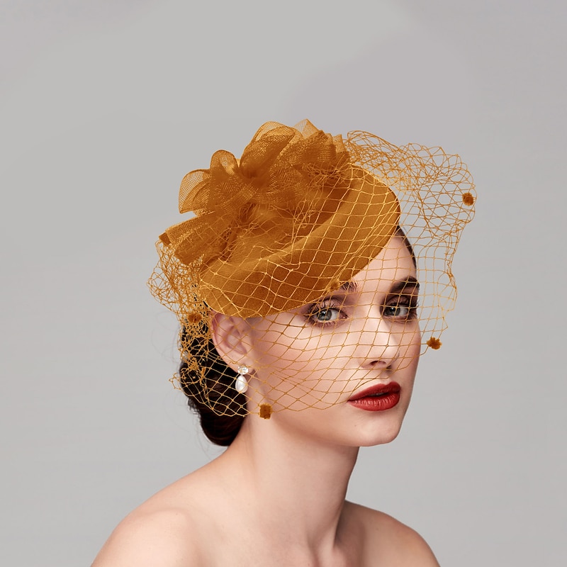 Fascinators Hats Headpiece Feathers Net Pillbox Hat Wedding Valentine's Day Valentine Horse Race Ladies Day With Feather Cap Headpiece Headwear dress to impress Race Day Dress2