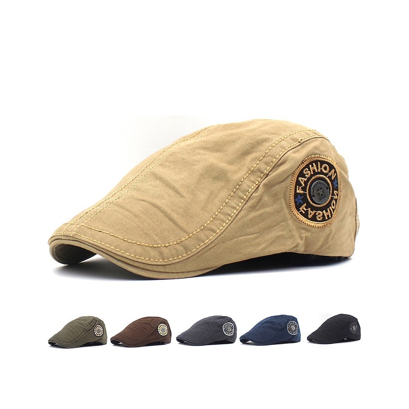 Men's Flat Cap Ascot Hat Newsboy Hat Black Dark Navy Cotton Fashion Adjustable Streetwear Stylish 1920s Fashion Outdoor Daily Going out Letter Warm