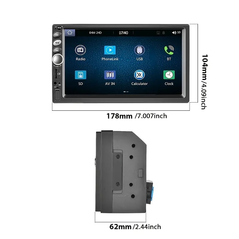 Double Din Car Stereo Radio 7'' Touch Screen Carplay& For Android Auto Car Multimedia Player With BT FM Radio ReceiverRear View Camera2