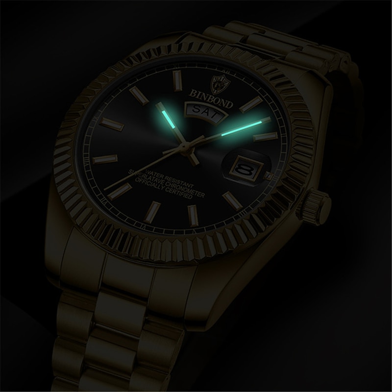 BINBOND Men Quartz Watch Luxury Large Dial Fashion Business Luminous Calendar Waterproof Alloy Watch3