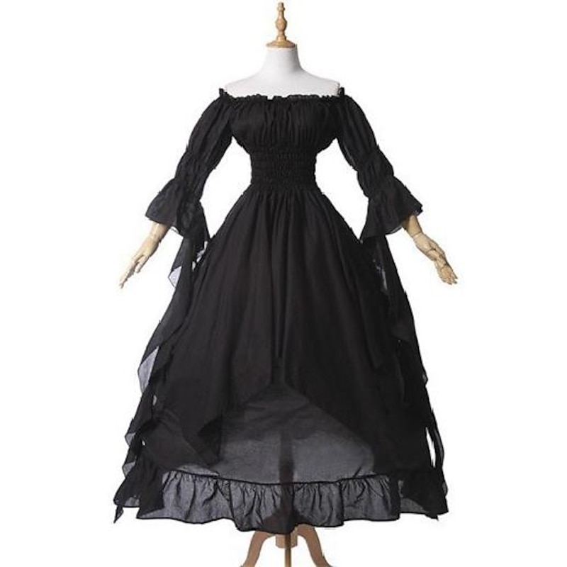 Gothic Vintage Medieval Renaissance Dress Cosplay Costume Women's Girls' Costume Vintage Cosplay Performance Party / Evening Stage 3/4-Length Sleeve Dress Halloween2