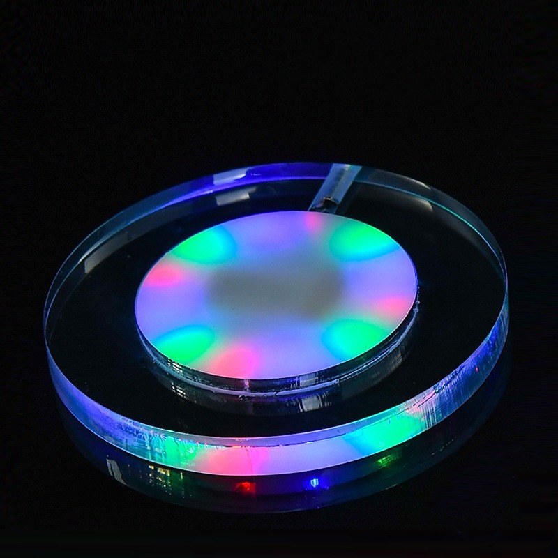 LED Coaster Acrylic Crystal Meal Mat Creative Coaster Holder Bar Decoration Light Party Atmosphere Light Creative Night Light4