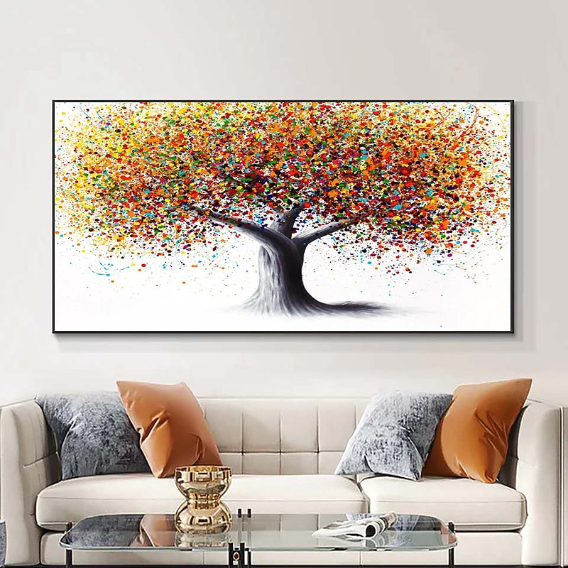 Abstract Colorful Tree Of Life Oil Painting Wall Art Canvas Handpainted Wall Art Pictures For Living Room Home Decor No Frame3