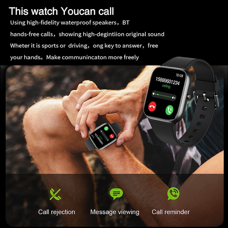 Y9PRO Smart Watch 1.85'' Smartwatch Fitness Running Watch Bluetooth Call Pedometer Reminder Blood Sugar Heart Rate Monitoring Music Playback Compatible with Android iOS Men Women3