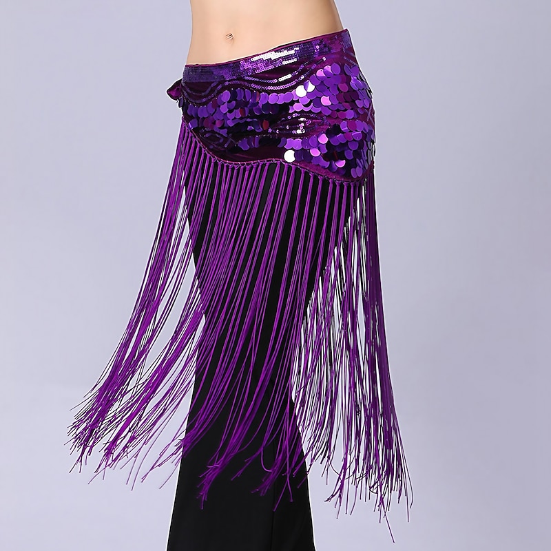 Belly Dance Dance Accessories Belt Glitter Cinch Cord Tassel Women's Performance Training High Polyester Sequined