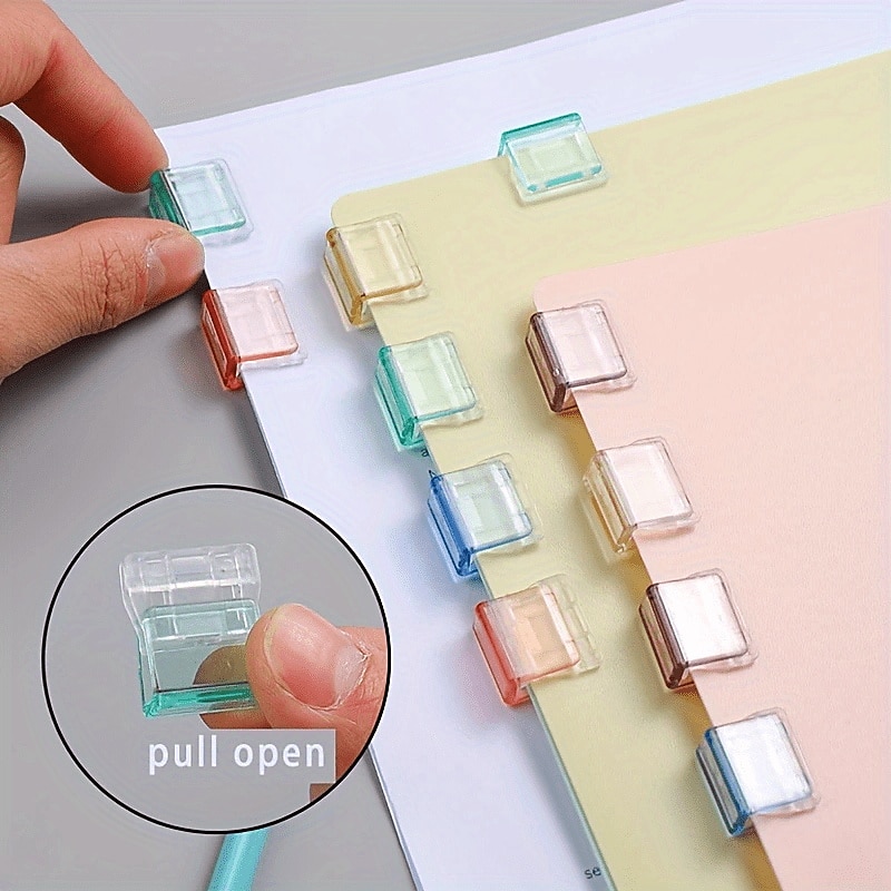 Clam Clip 6Pcs Binder Clips Small Transparent Multifunctional Push Clip For Fixing Paper Desk Office Home School, Back to School Gift4