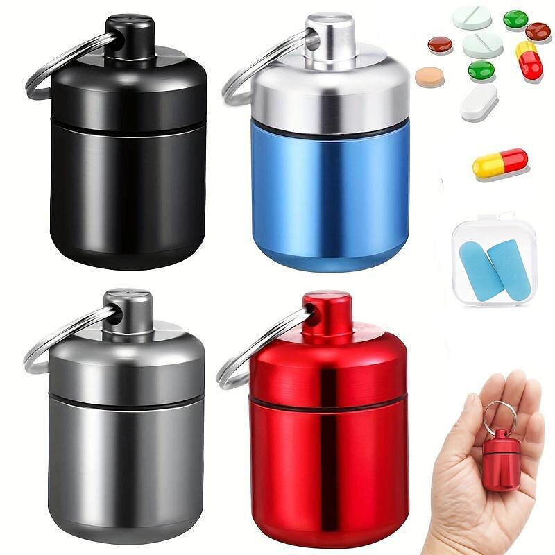 Waterproof Pocket Pill Organizer, Aluminum Pill Container, For Outdoor Camping Travel Daily Use
