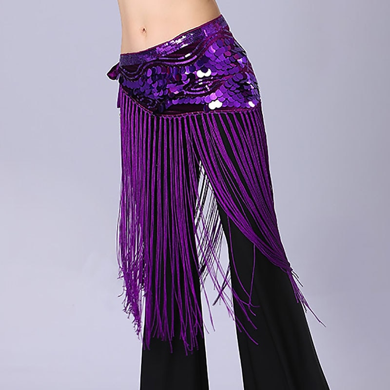 Belly Dance Dance Accessories Belt Glitter Cinch Cord Tassel Women's Performance Training High Polyester Sequined2