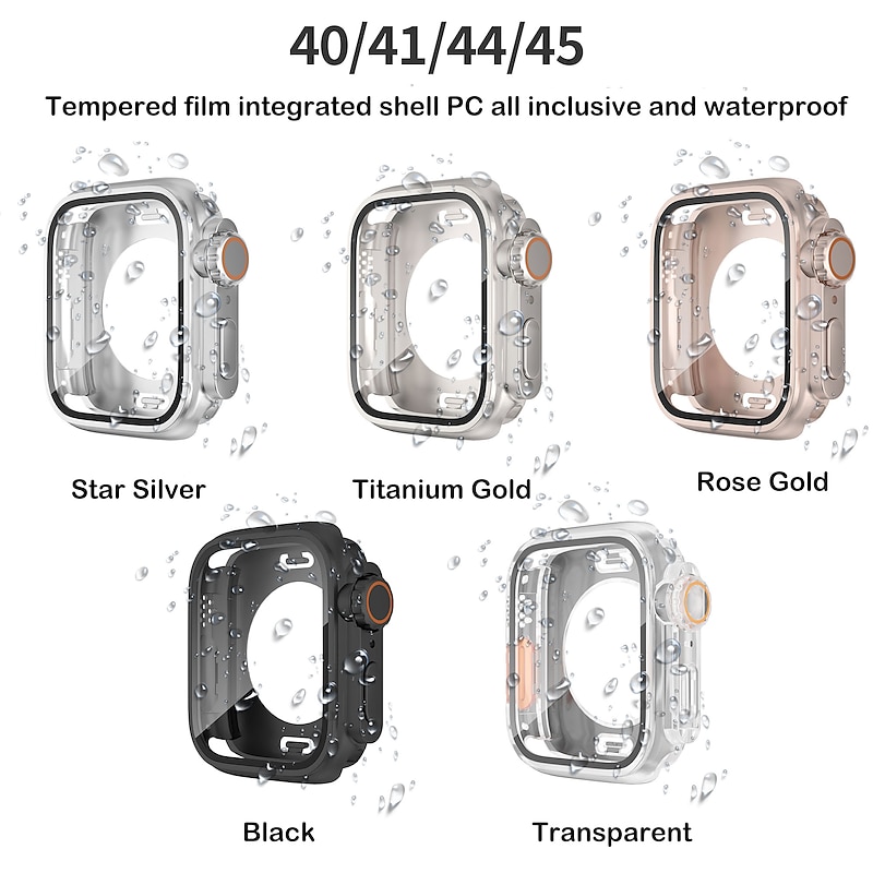 Watch Case Compatible with Apple Watch Series 8 7 41mm 45mm / Series 6 5 4 SE 40mm 44mm / Series 3 2 1 38mm 42mm Scratch Resistant All Around Protective HD Clear Tempered Glass / PC Watch Cover4