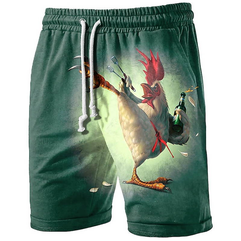 Men's Graphic Animal Turkey Shorts Summer Shorts Beach Shorts Mid Waist Streetwear Hawaiian Designer Casual Daily Holiday Drawstring Elastic Waist 3D Print Designer Clothing Apparel