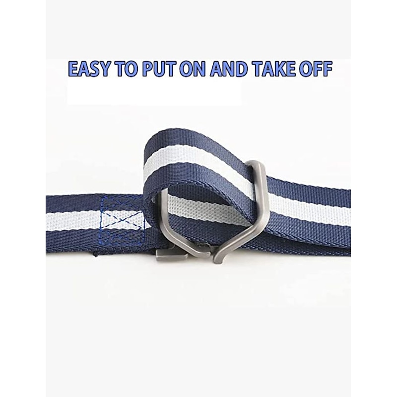Men's Nylon Belt Easy Adjustable Double Ring Buckle Golf Belt Black Casual Unisex Web Canvas Belt Metal Tactical Buckle Fashion Plain Striped2