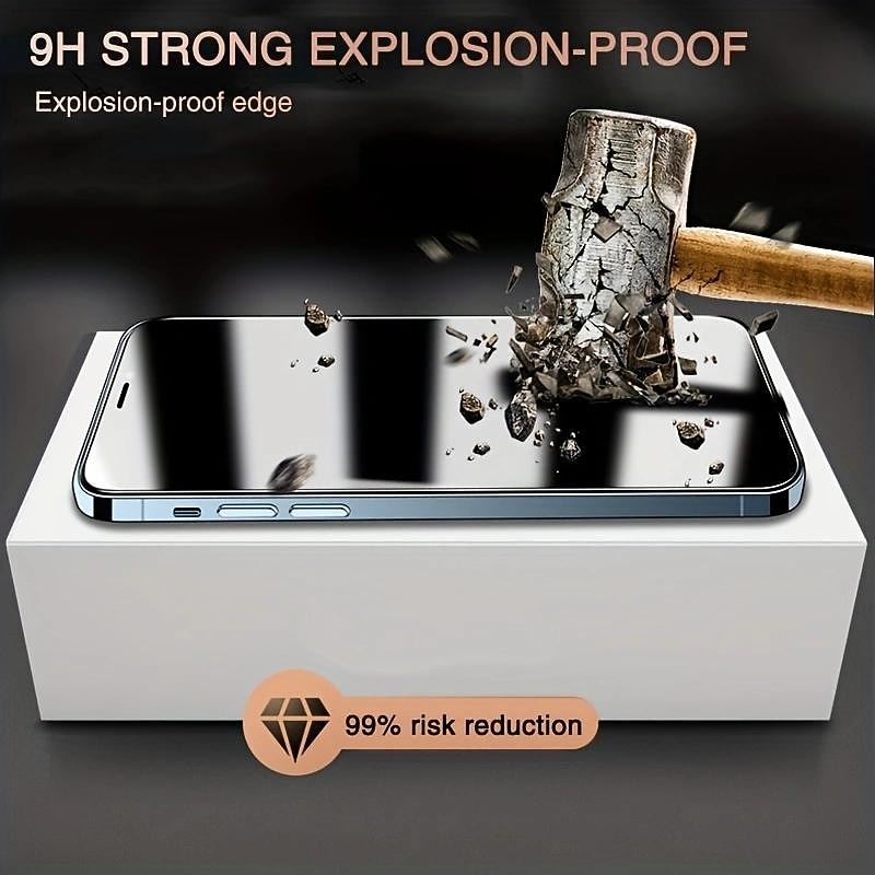 2 pcs Screen Protector For Apple iPhone 16 iPhone 15 Pro Max Plus iPhone 14 13 12 11 Pro Max Mini X XR XS Max 8 7 Plus Tempered Glass Privacy Anti-Spy 9H Hardness Anti Bubbles Anti-Fingerprint 3D4