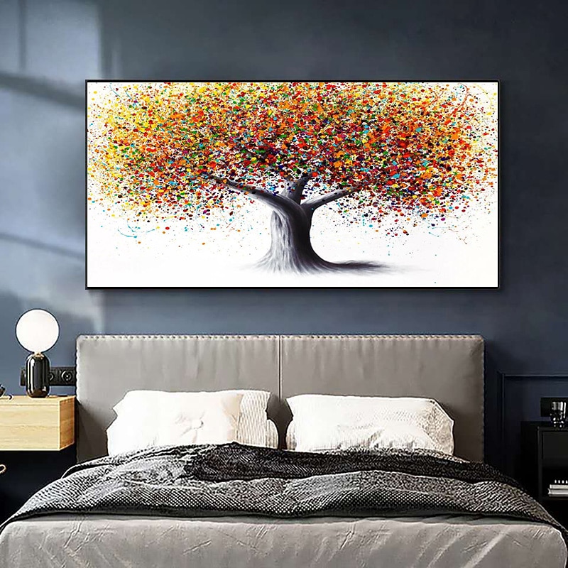 Abstract Colorful Tree Of Life Oil Painting Wall Art Canvas Handpainted Wall Art Pictures For Living Room Home Decor No Frame2