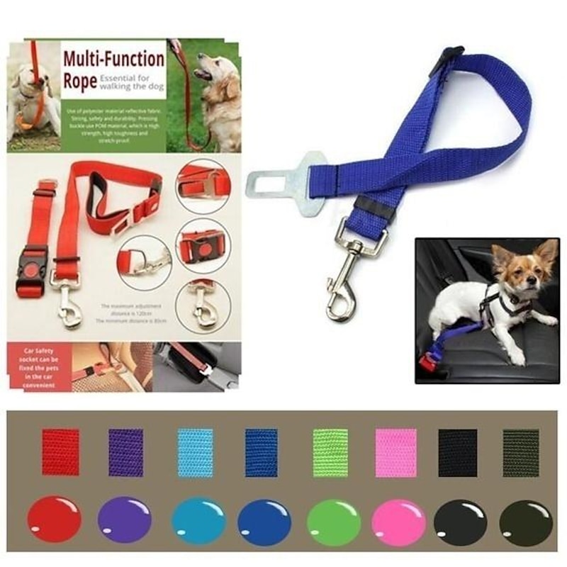 Safety Seat Belt Of Dog Pet Car Safety Harness Restraint Lead Adjustable Travel Clip New3