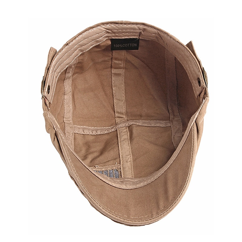 Men's Flat Cap Ascot Hat Newsboy Hat Black Dark Navy Cotton Fashion Streetwear Stylish 1920s Fashion Outdoor Daily Going out Plain Warm 5