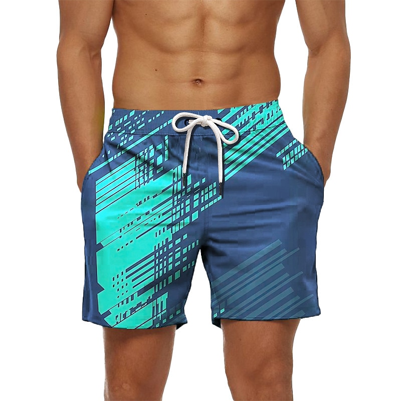 Men's Graphic Prints Geometry Swim Trunks Swim Shorts Board Shorts Mid Waist Hawaiian Boho Casual Daily Holiday Drawstring with Mesh lining Elastic Waist Designer Clothing Apparel3