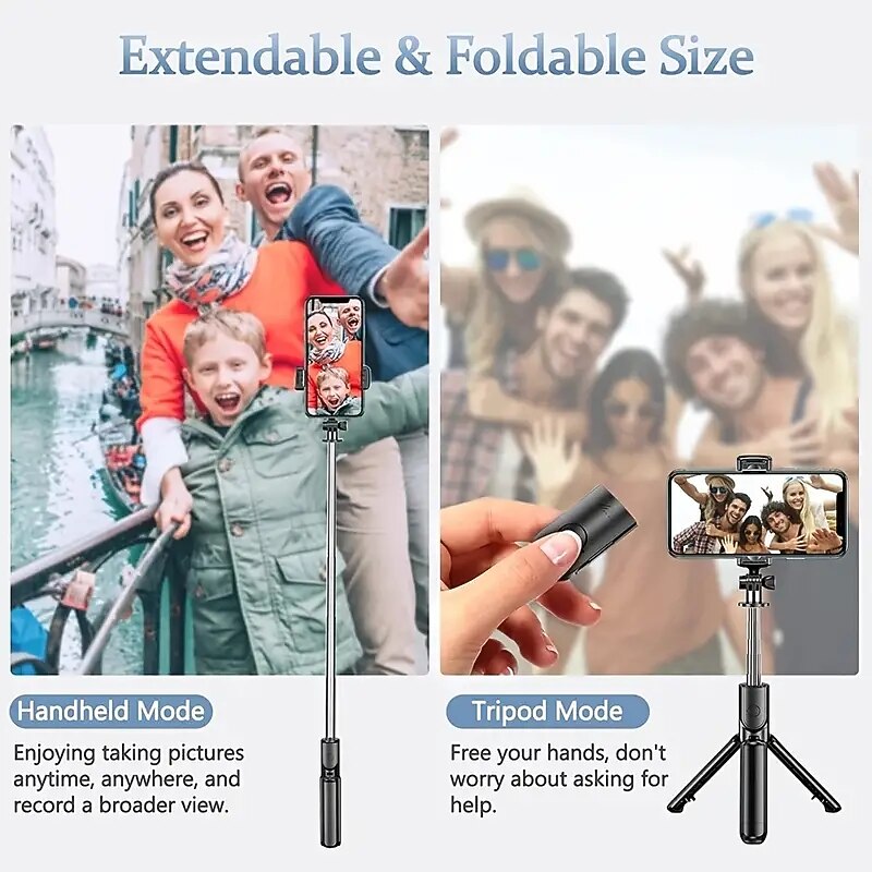 Retractable Selfie Stick Tripod With Wireless Remote & Tripod Stand - Lightweight & Portable for iPhone 14 13 12 Pro Xs Max Xr X 8Plus 7 & Samsung Smartphones3