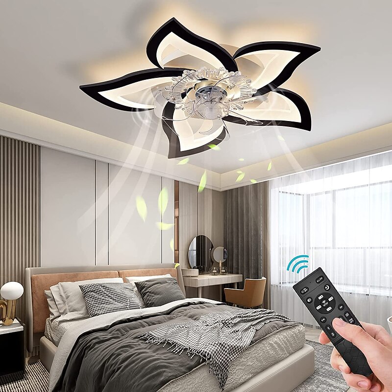 LED Ceiling Fans Dimmable with Remote Contral Flower Design 25.7