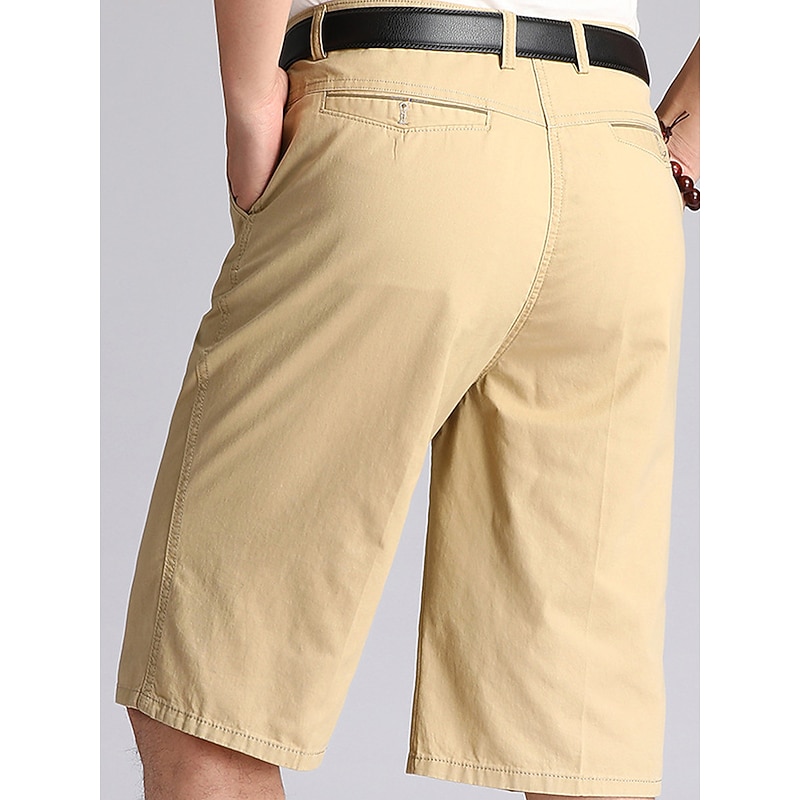 Men's Shorts Chino Shorts Bermuda shorts Work Shorts Pocket Plain Comfort Breathable Business Casual Elegant Vintage Black Yellow Inelastic