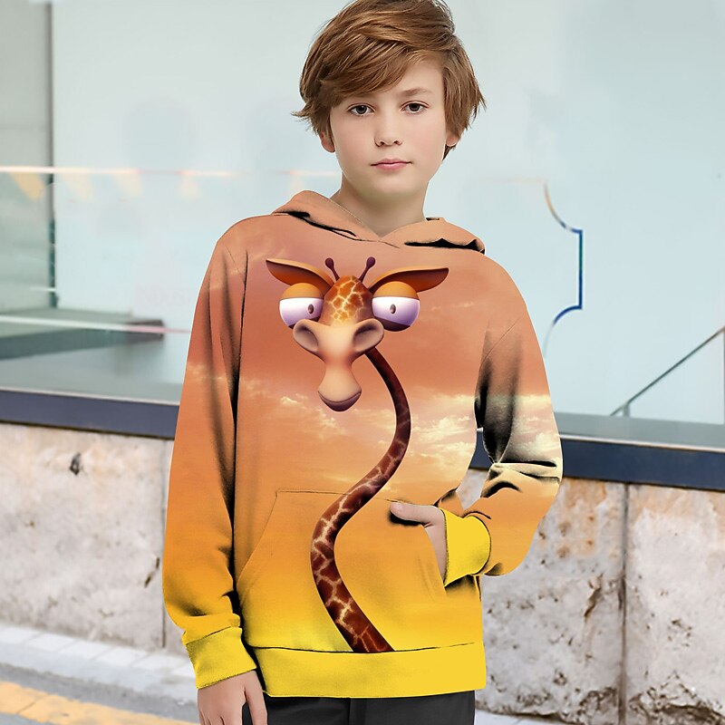 Boys 3D Graphic Hoodie Long Sleeve 3D Print Spring Fall Winter Daily Polyester Kids 3-12 Years School Outdoor Regular Fit - Main Image