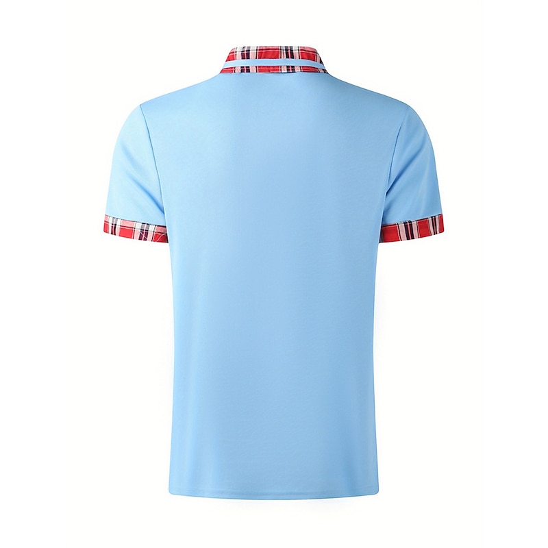 Men's Polo Shirt Golf Shirt Casual Sports Classic Short Sleeve Fashion Basic Plaid Color Block Patchwork Pocket Summer Regular Fit Black White Red Navy Blue Blue Green Polo Shirt4