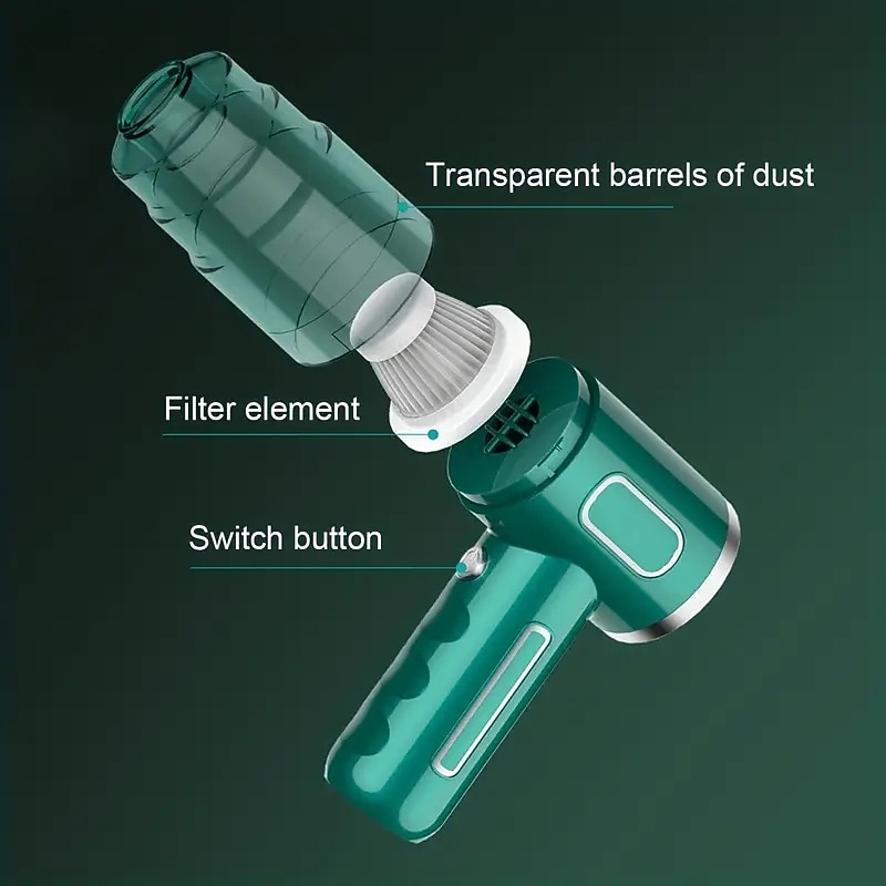 1pc 29000Pa Mini Cordless Vacuum Cleaner 120W Strong Suction Car Vacuum Cleaner Handheld Cordless Cleaning Appliances For Car Home PC4