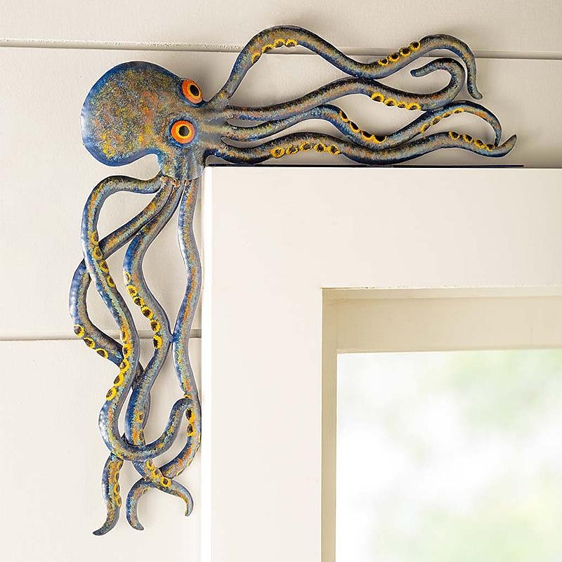 Octopus Resin Ornament - Handcrafted Reclaimed Resin Door Crawler，It Perfectly Matches Your Patio Or Living Room Table