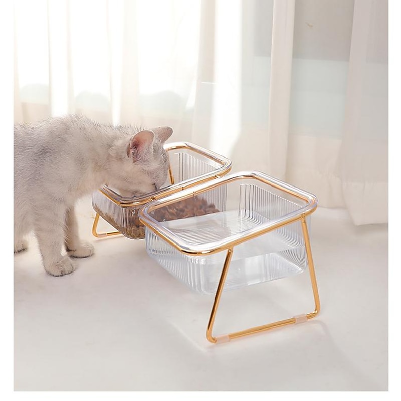 Elevated Cat Food Water Bowl,Grass Raised Tilted Pet Feeder and Waterer Protect Pets' Spines,Small Dog Fat Faced Cat Kitten Supplies4