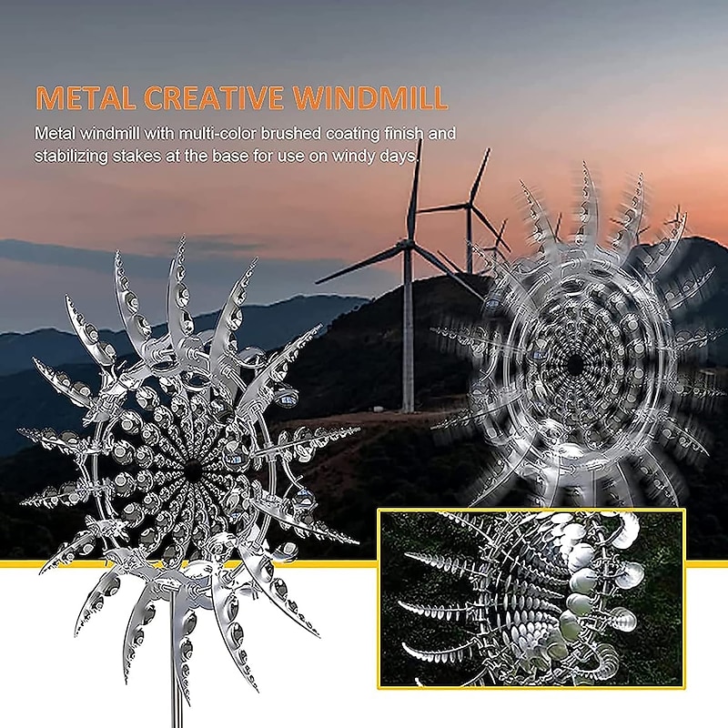 Magical Metal Garden Windmill,Kinetic Wind Spinners,Wind Sculpture for Yard 3D Outdoor Wind Kinetic Sculpture Move with The Wind - Metal Wind Spinners Suitable for Garden Terrace Lawn Yard2