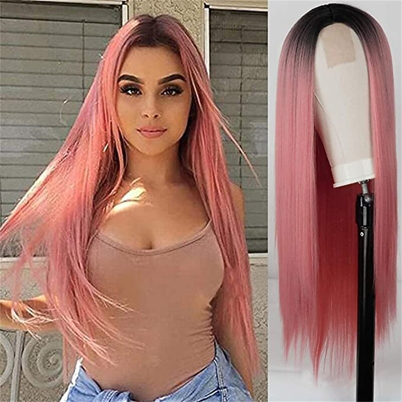 Barbiecore Movie Wigs Straight Blonde Ombre Wigs for Women Long Straight Blonde Wig Small Area Lace Front Synthetic Ombre Blonde Wig 30 Inch for Cosplay Daily Party2