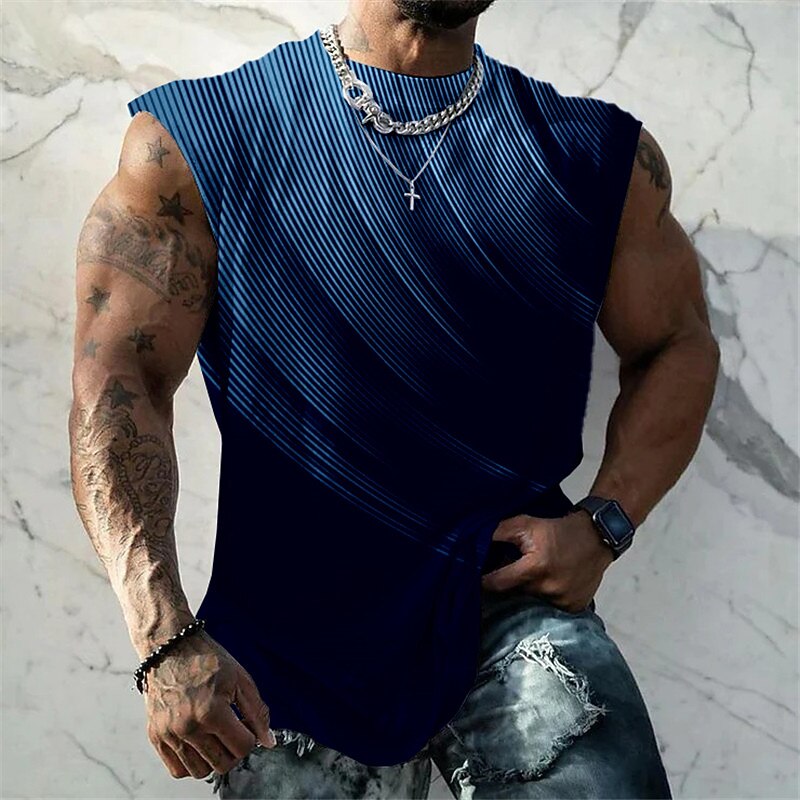 Men's Graphic Geometric Gothic Horror Gradual Vest Top Sleeveless T Shirt for Men Double Color T Shirt Sleeveless Cap Sleeve T shirt 3D Print Crew Neck Shirt Fashion Designer Muscle Daily Sports Gym2