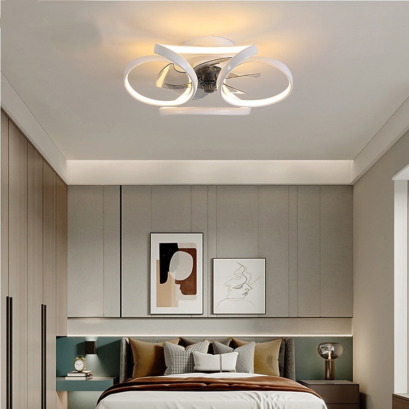 LED Ceiling Fans Dimmable with Remote Contral Flower Design 55cm Flush Mount Ceiling Lamp Acrylic Lampshade Chandelier Bedroom Living Room3