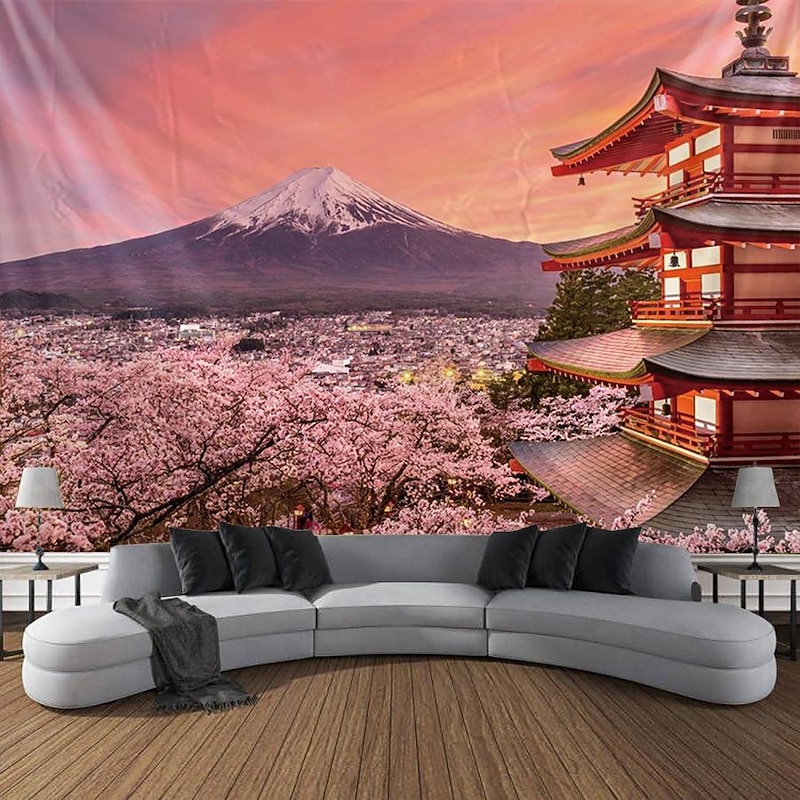 Ukiyo-e Japan Art Hanging Tapestry Architecture Wave Wall Art Large Tapestry Mural Decor Photograph Backdrop Blanket Curtain Home Bedroom Living Room Decoration