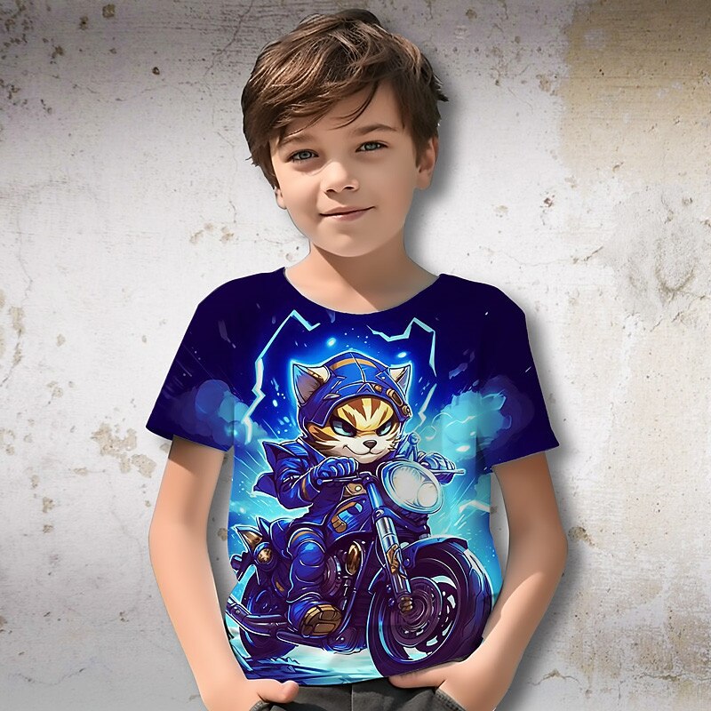 Boys 3D Graphic Animal Tiger T shirt Tee Short Sleeve 3D Print Summer Spring Active Sports Fashion Kids 3-12 Years Outdoor Casual Daily Regular Fit4
