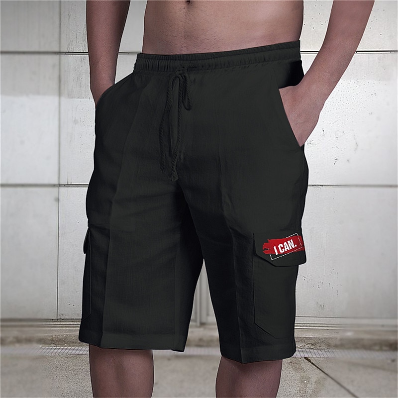 Men's Letter Graphic Prints Cargo Shorts Summer Shorts Mid Waist Streetwear Designer Casual Daily Holiday Drawstring Elastic Waist Print Designer Clothing Apparel4