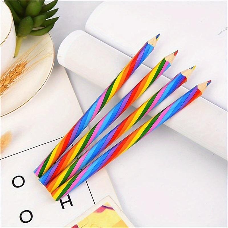 4 Pcs/lot(bag) Cute 4 Color Concentric Rainbow Pencil For Student Children's Painting Graffiti Drawing Gift Art School Supplies2
