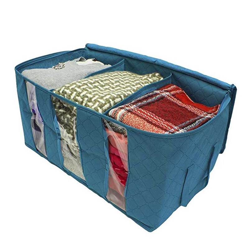 Large Capacity Clothes Storage Bag Organizer with Reinforced Handle Thick Fabric for Comforters Blankets Bedding Foldable with Sturdy Zipper 61X33X31cm3